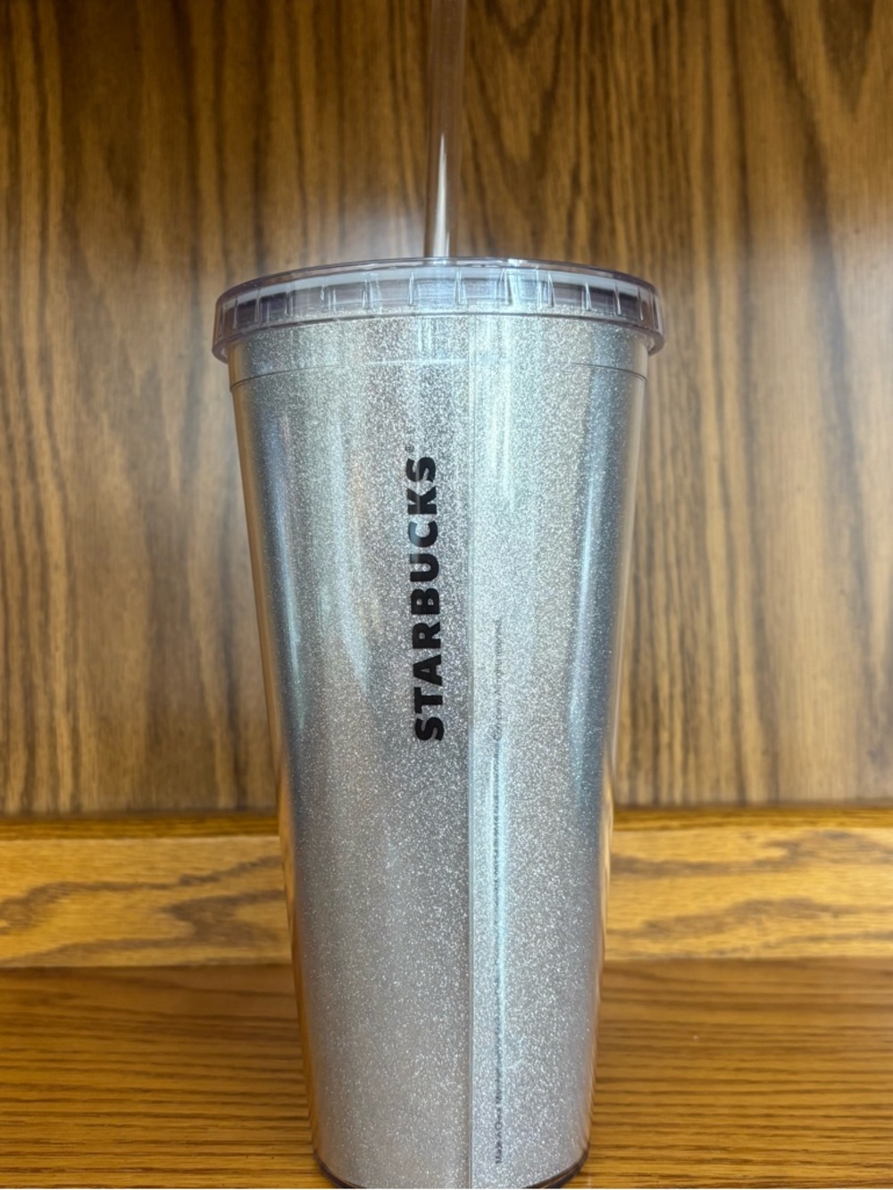 Starbucks Silver Glitter Venti Tumbler 20oz Cold Cup With Straw EUC - Picture 3 of 4